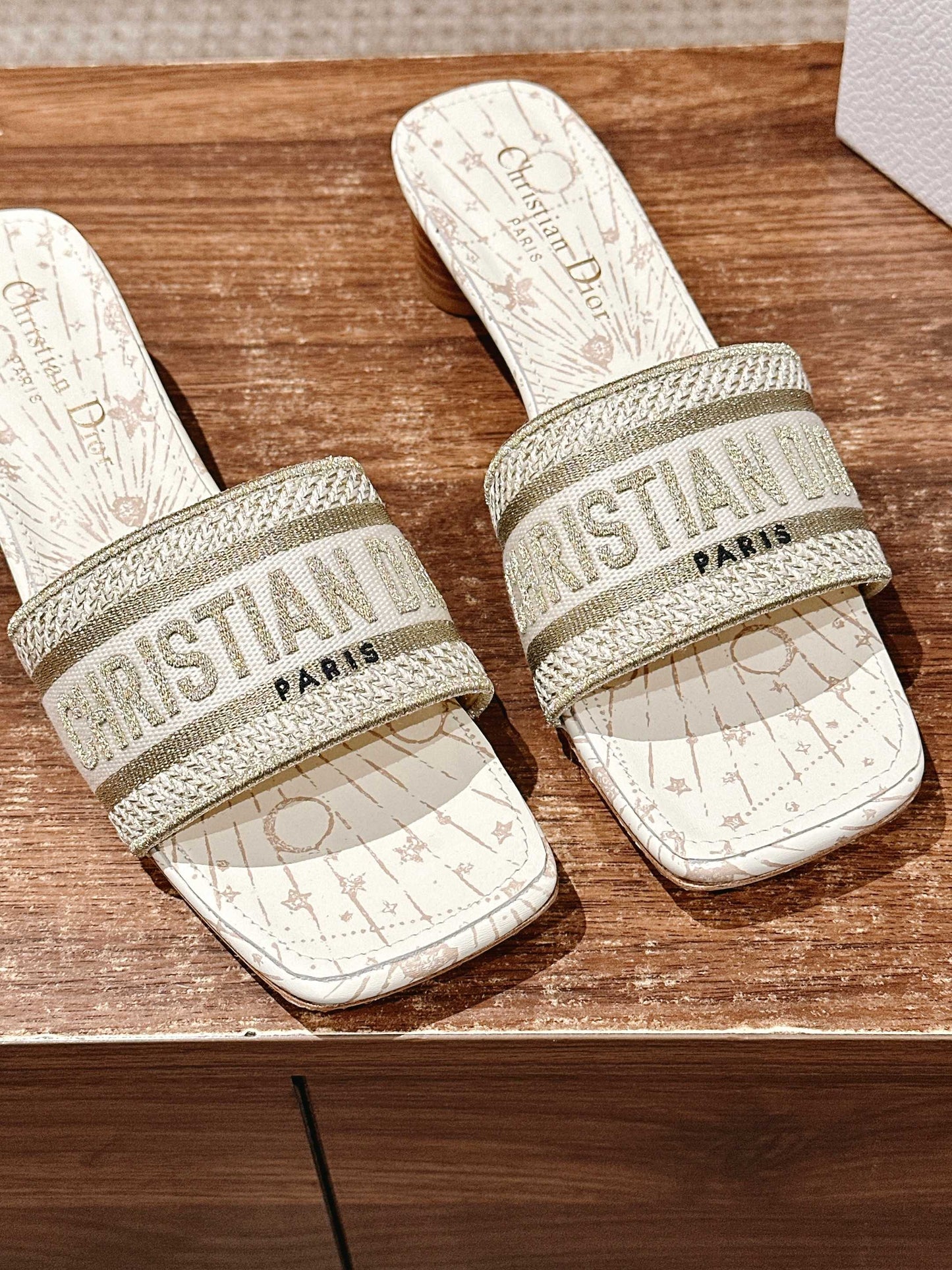 Dior Embroidered Slides, Square-Toe 06