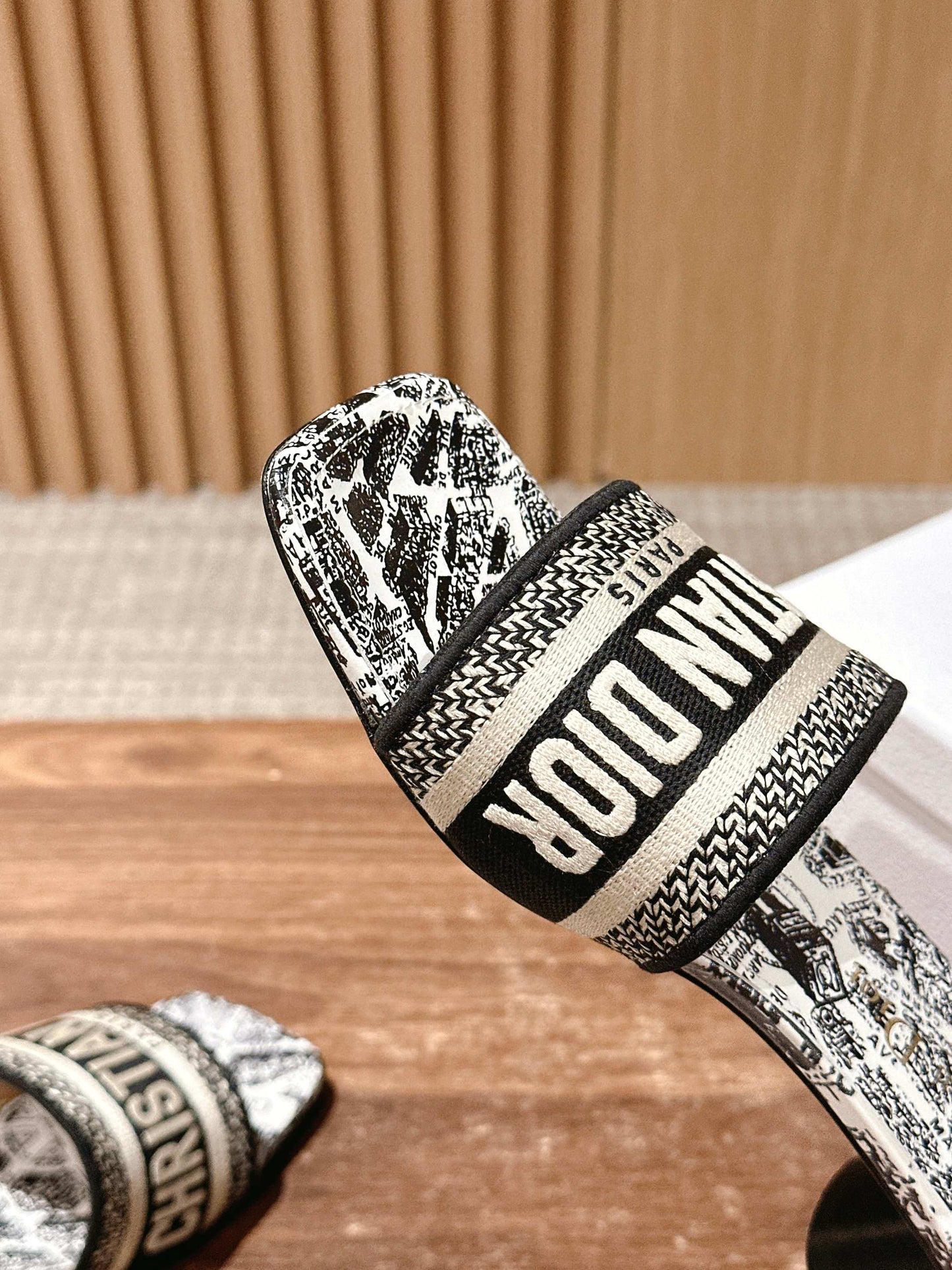 Dior Embroidered Slides, Square-Toe 05