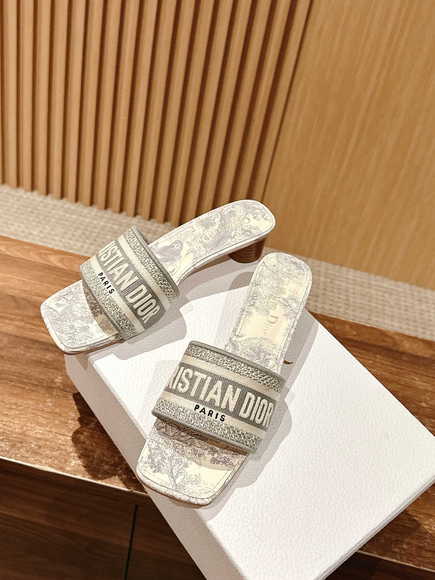 Dior Embroidered Slides, Square-Toe 04