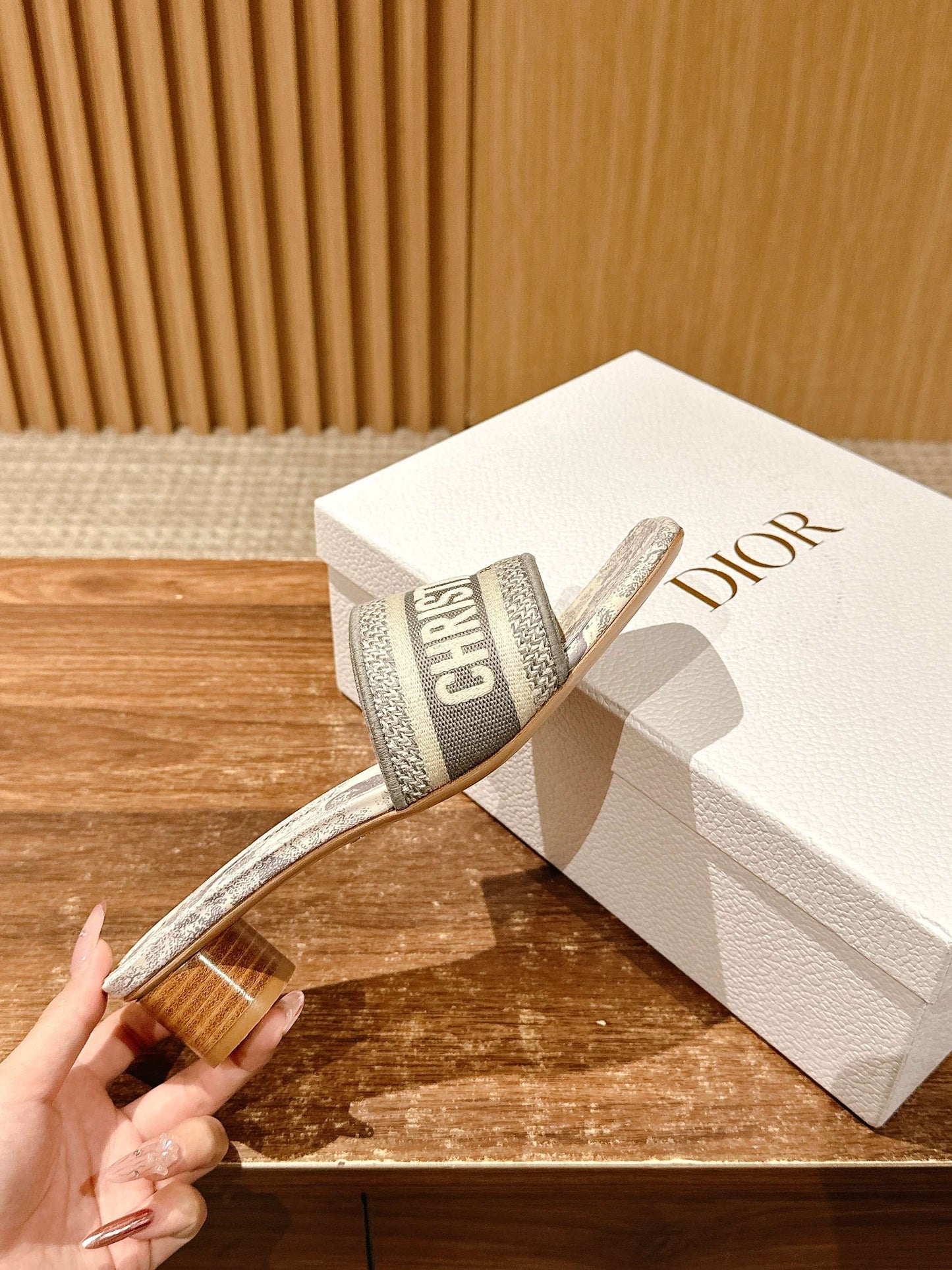 Dior Embroidered Slides, Square-Toe 04