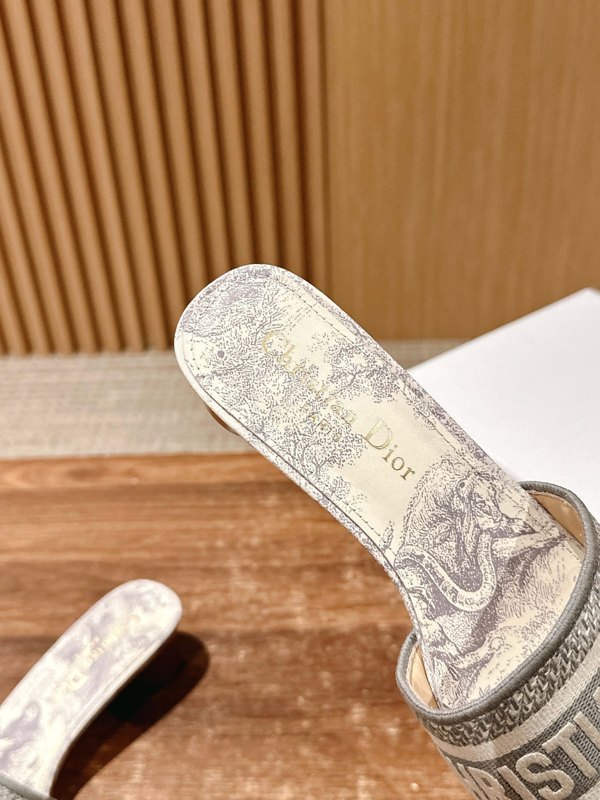 Dior Embroidered Slides, Square-Toe 04