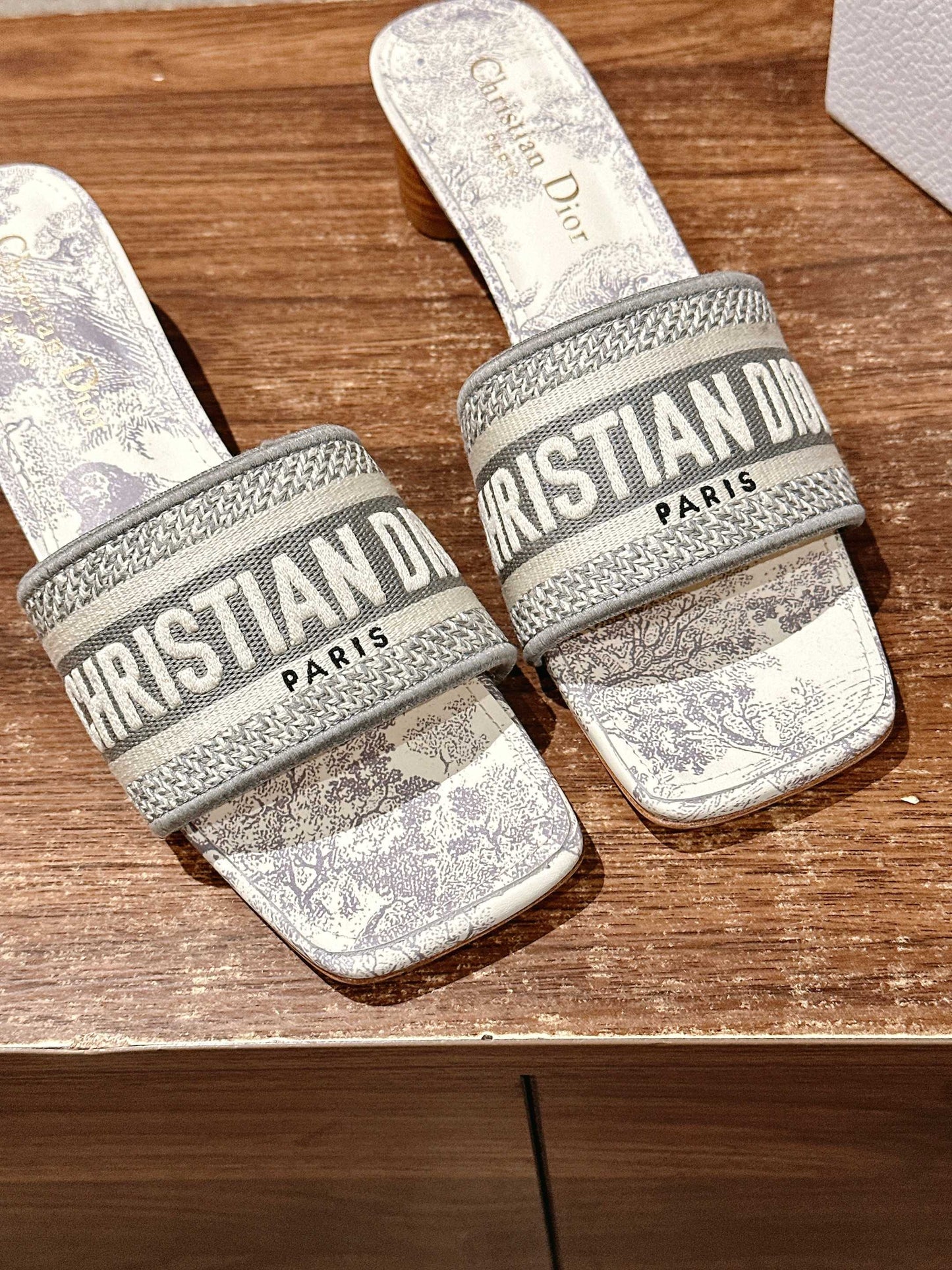 Dior Embroidered Slides, Square-Toe 04