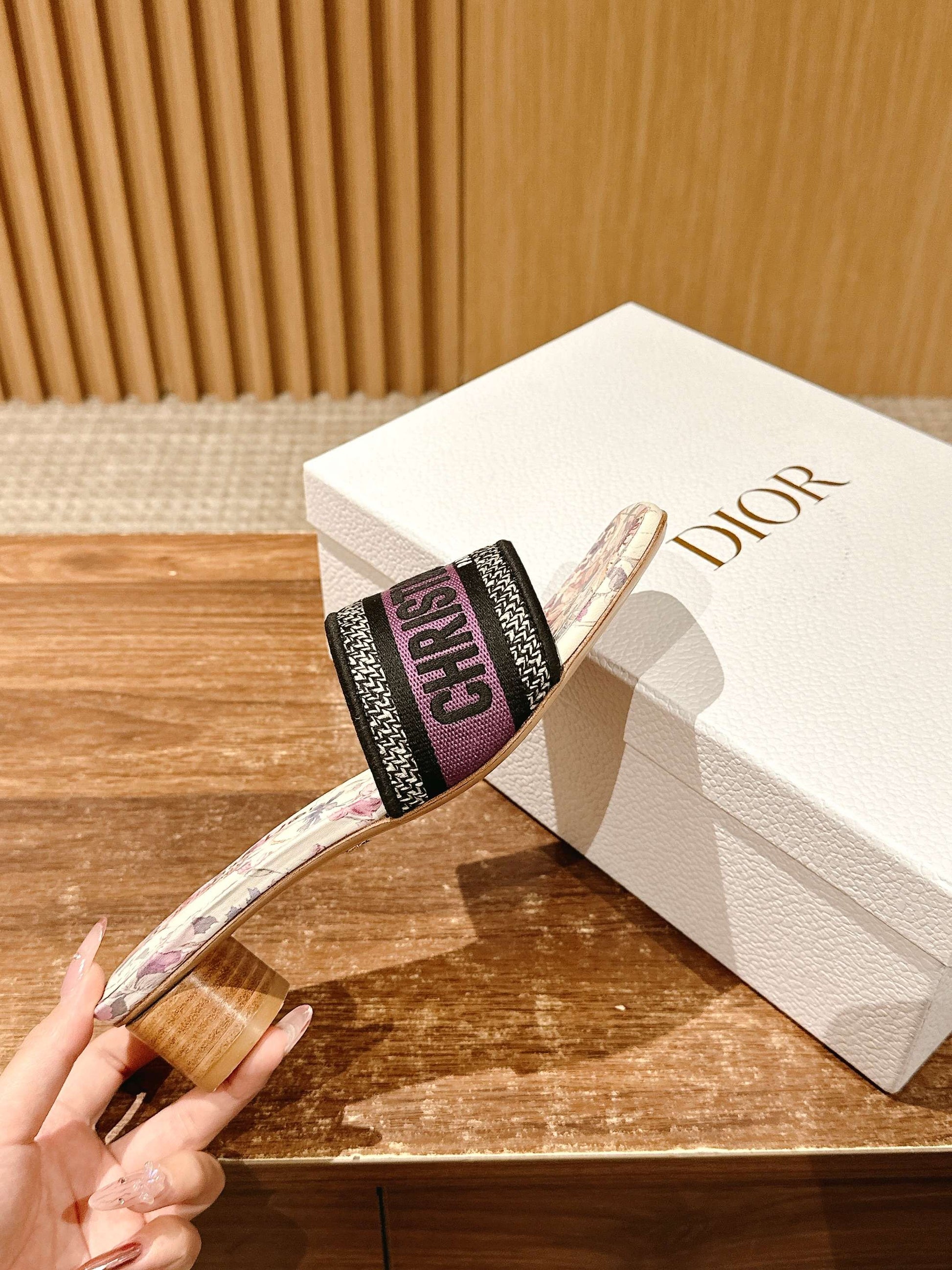 Dior Embroidered Slides, Square-Toe 03