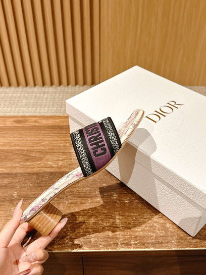 Dior Embroidered Slides, Square-Toe 03