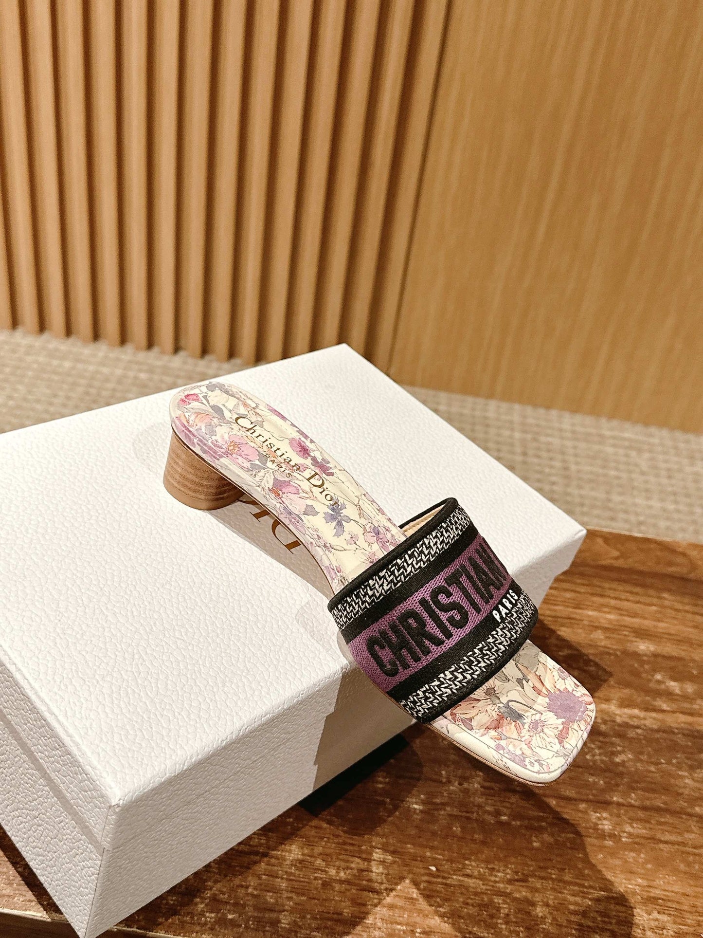 Dior Embroidered Slides, Square-Toe 03