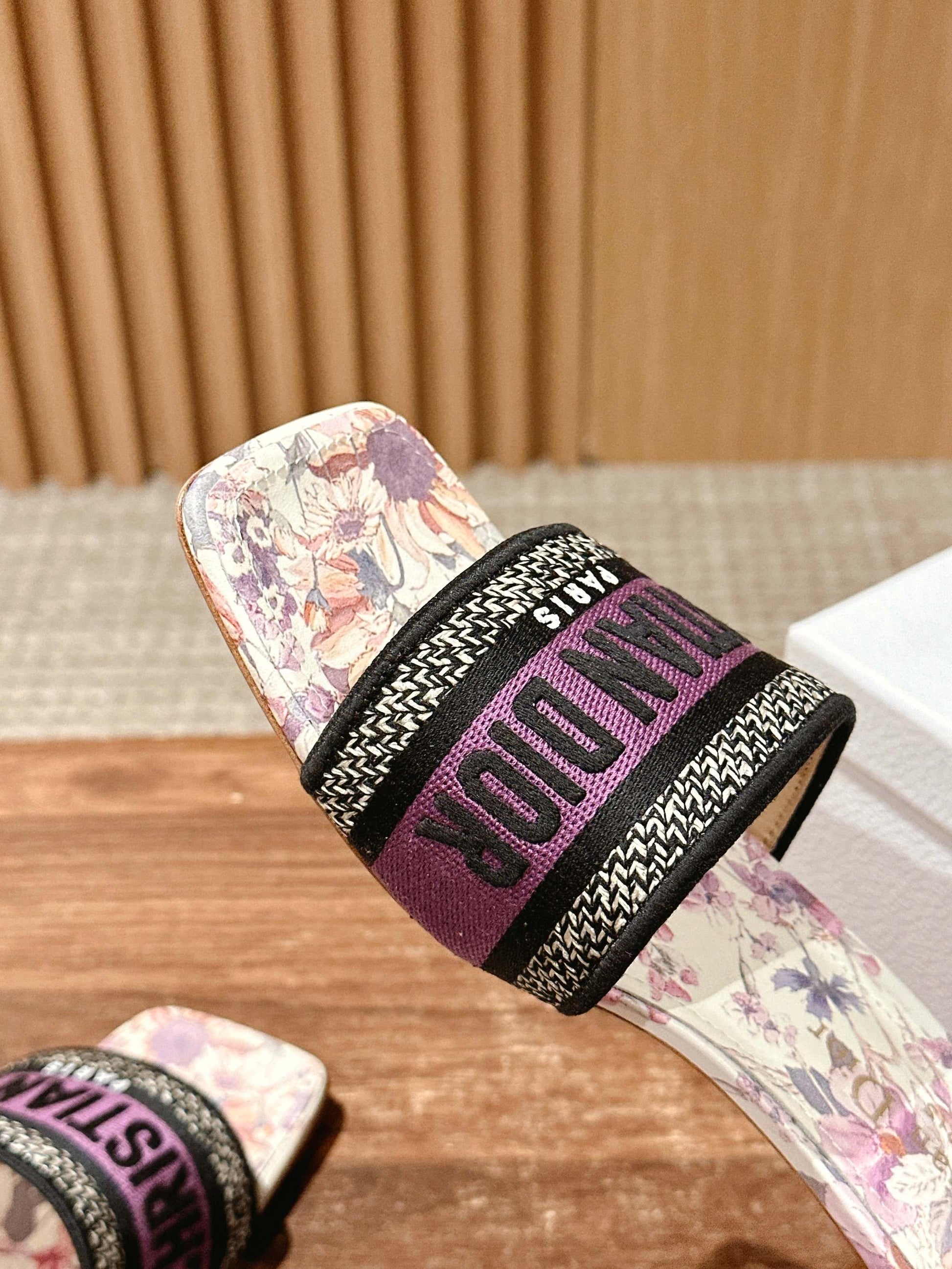 Dior Embroidered Slides, Square-Toe 03