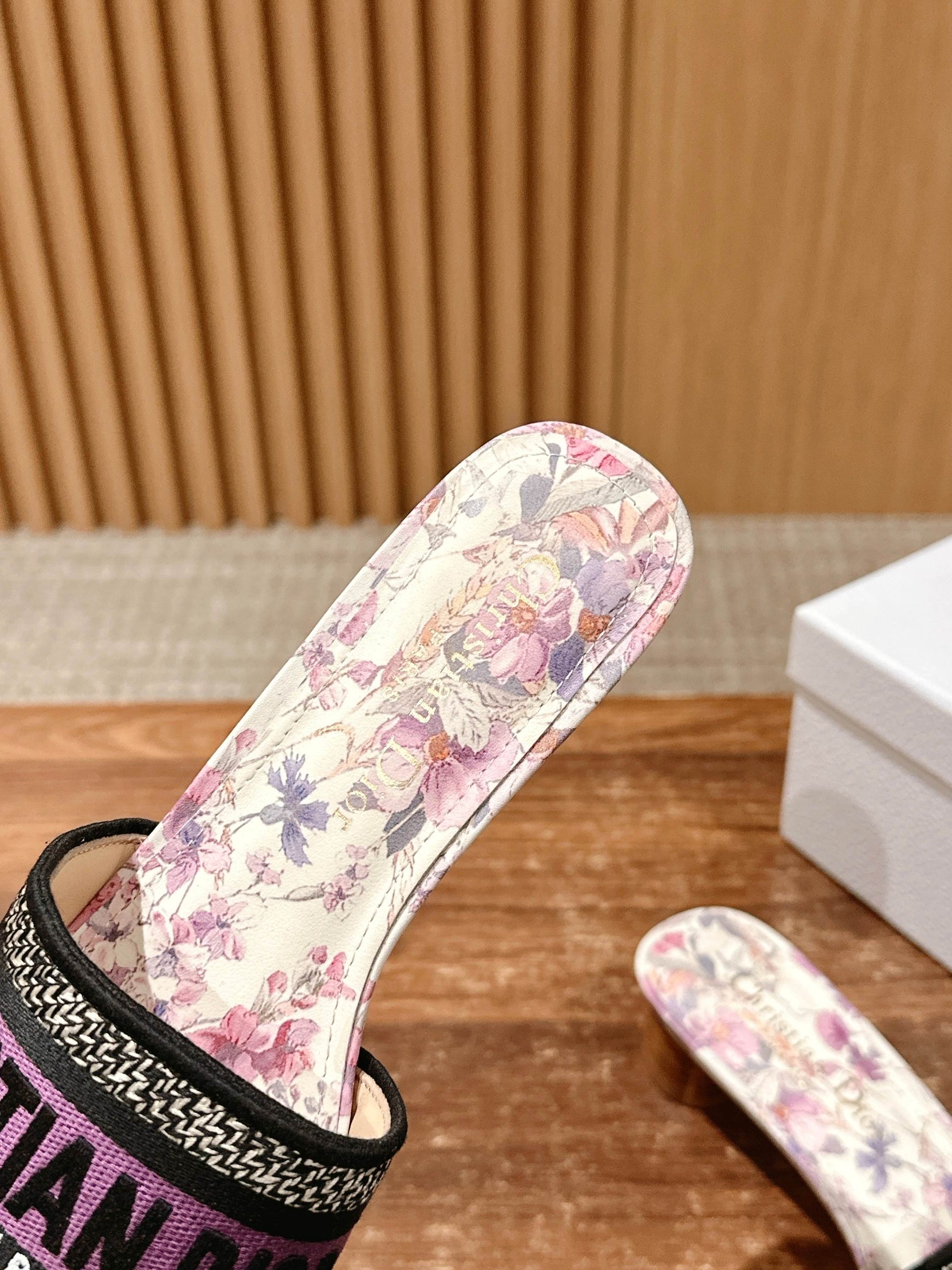 Dior Embroidered Slides, Square-Toe 03