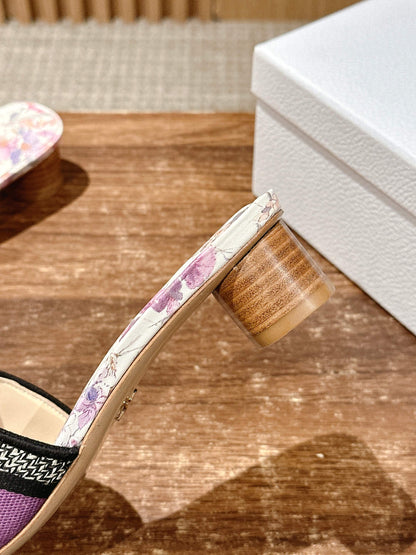 Dior Embroidered Slides, Square-Toe 03