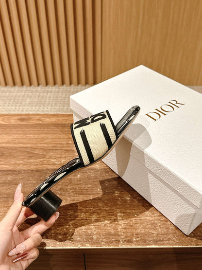 Dior Embroidered Slides, Square-Toe 02