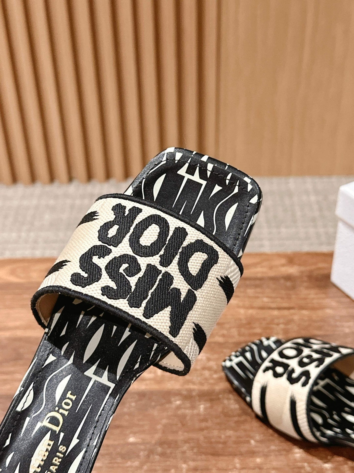 Dior Embroidered Slides, Square-Toe 02