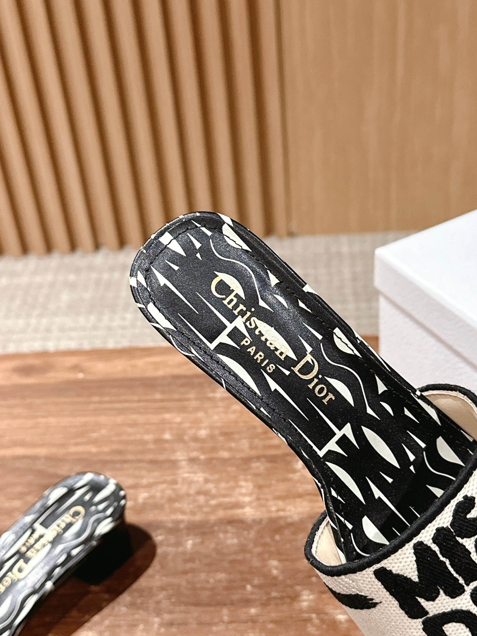 Dior Embroidered Slides, Square-Toe 02