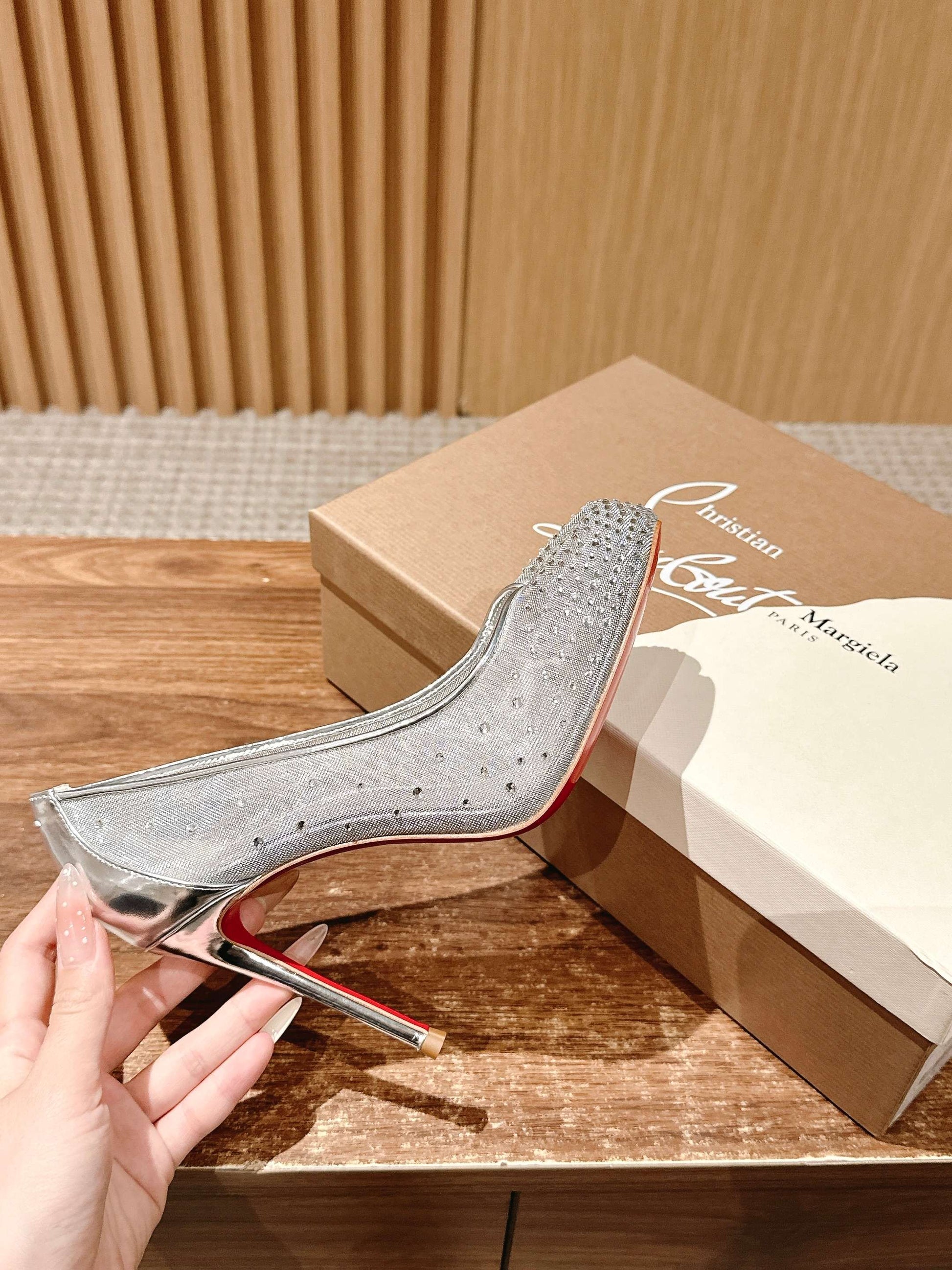 Christian Louboutin × Maison Margiela Split-Toe Stiletto Pumps, Silver