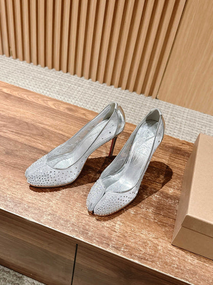 Christian Louboutin × Maison Margiela Split-Toe Stiletto Pumps, Silver