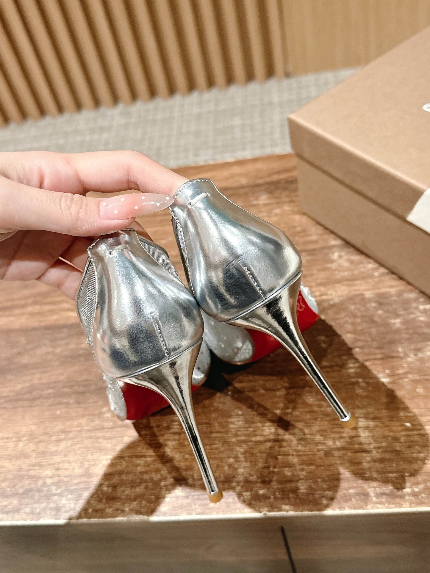 Christian Louboutin × Maison Margiela Split-Toe Stiletto Pumps, Silver