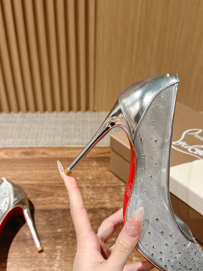 Christian Louboutin × Maison Margiela Split-Toe Stiletto Pumps, Silver