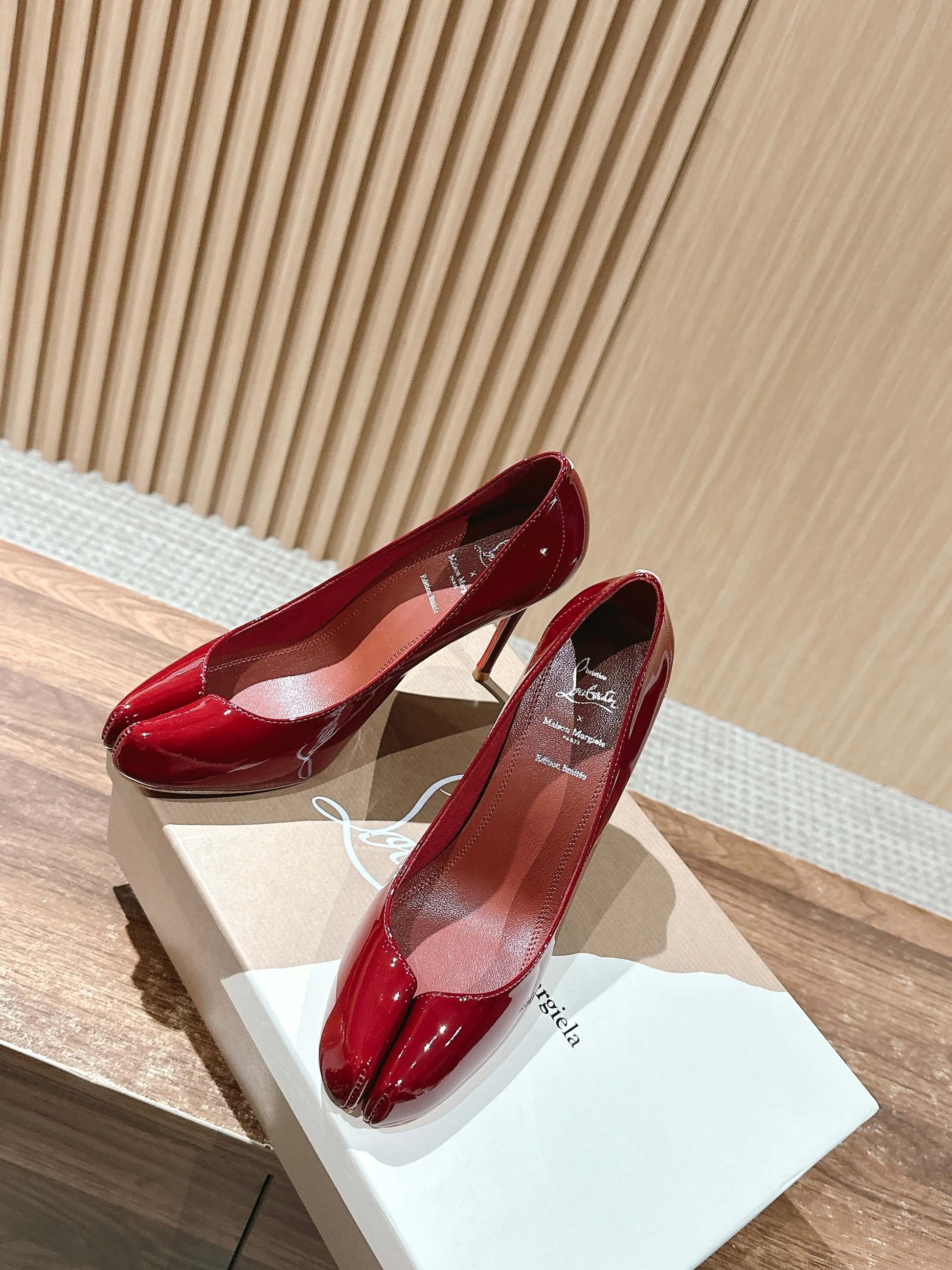 Christian Louboutin × Maison Margiela Split-Toe Stiletto Pumps, Red