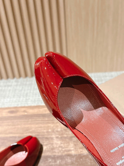 Christian Louboutin × Maison Margiela Split-Toe Stiletto Pumps, Red