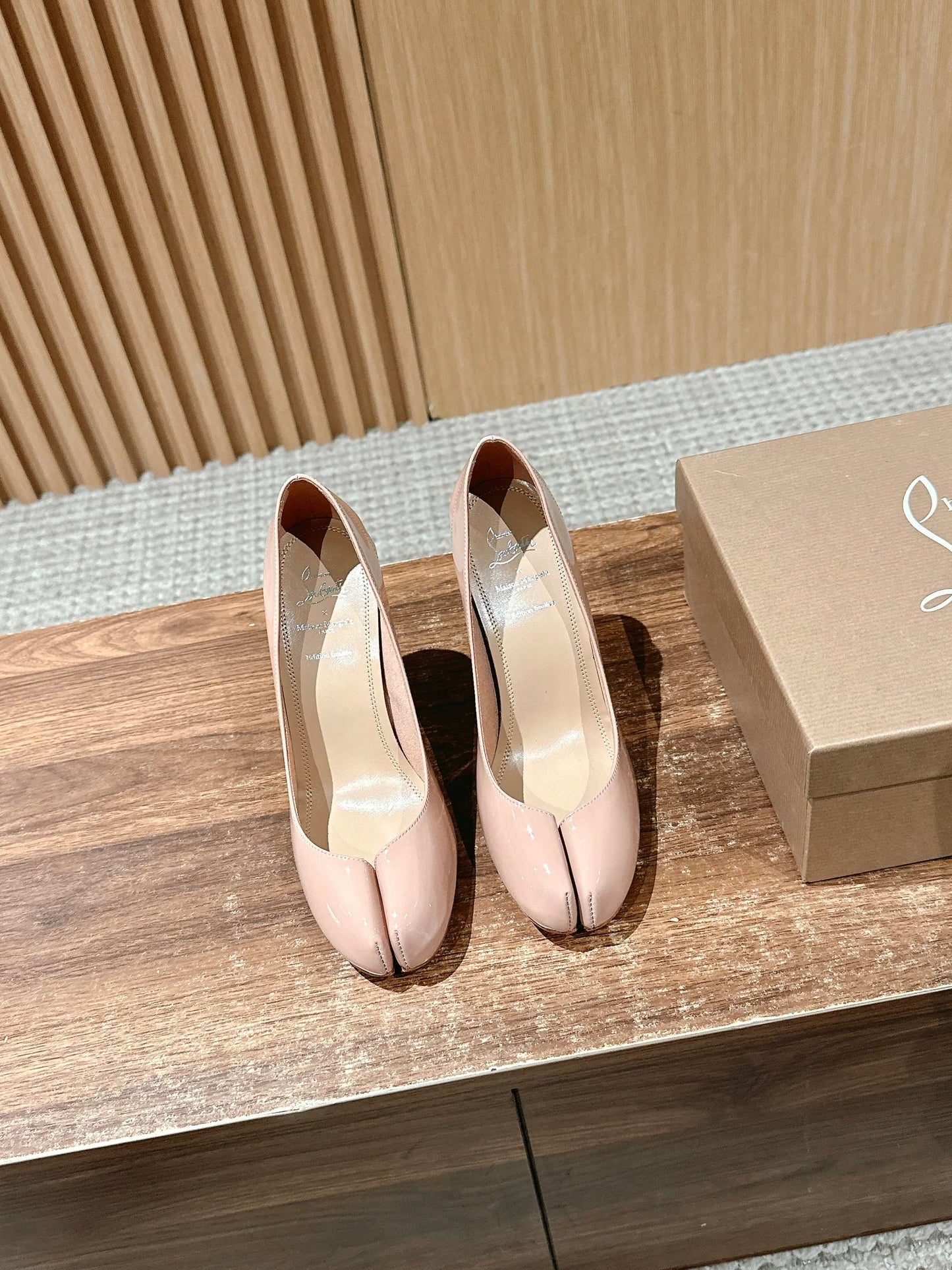 Christian Louboutin × Maison Margiela Split-Toe Stiletto Pumps, Beige