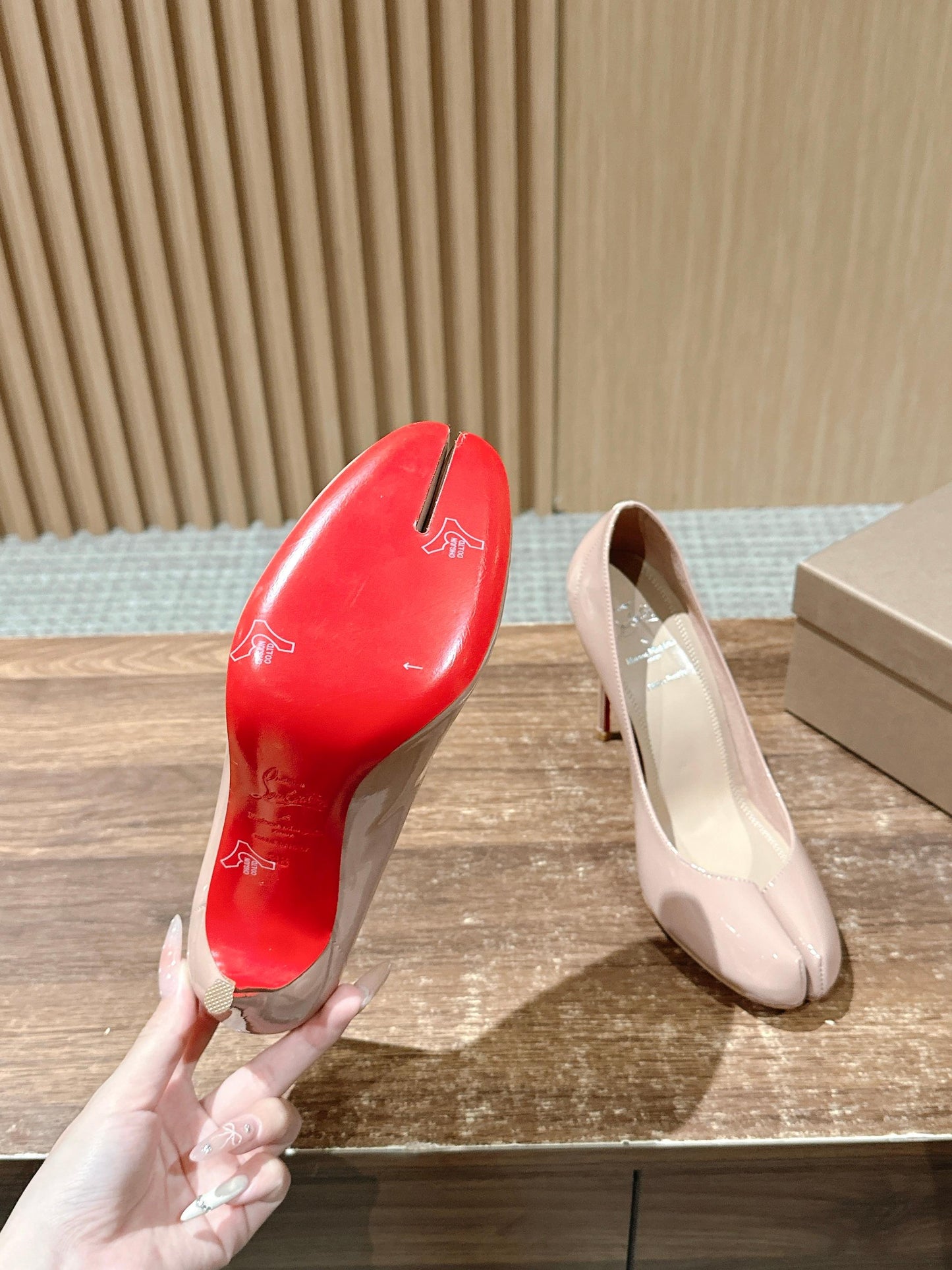 Christian Louboutin × Maison Margiela Split-Toe Stiletto Pumps, Beige