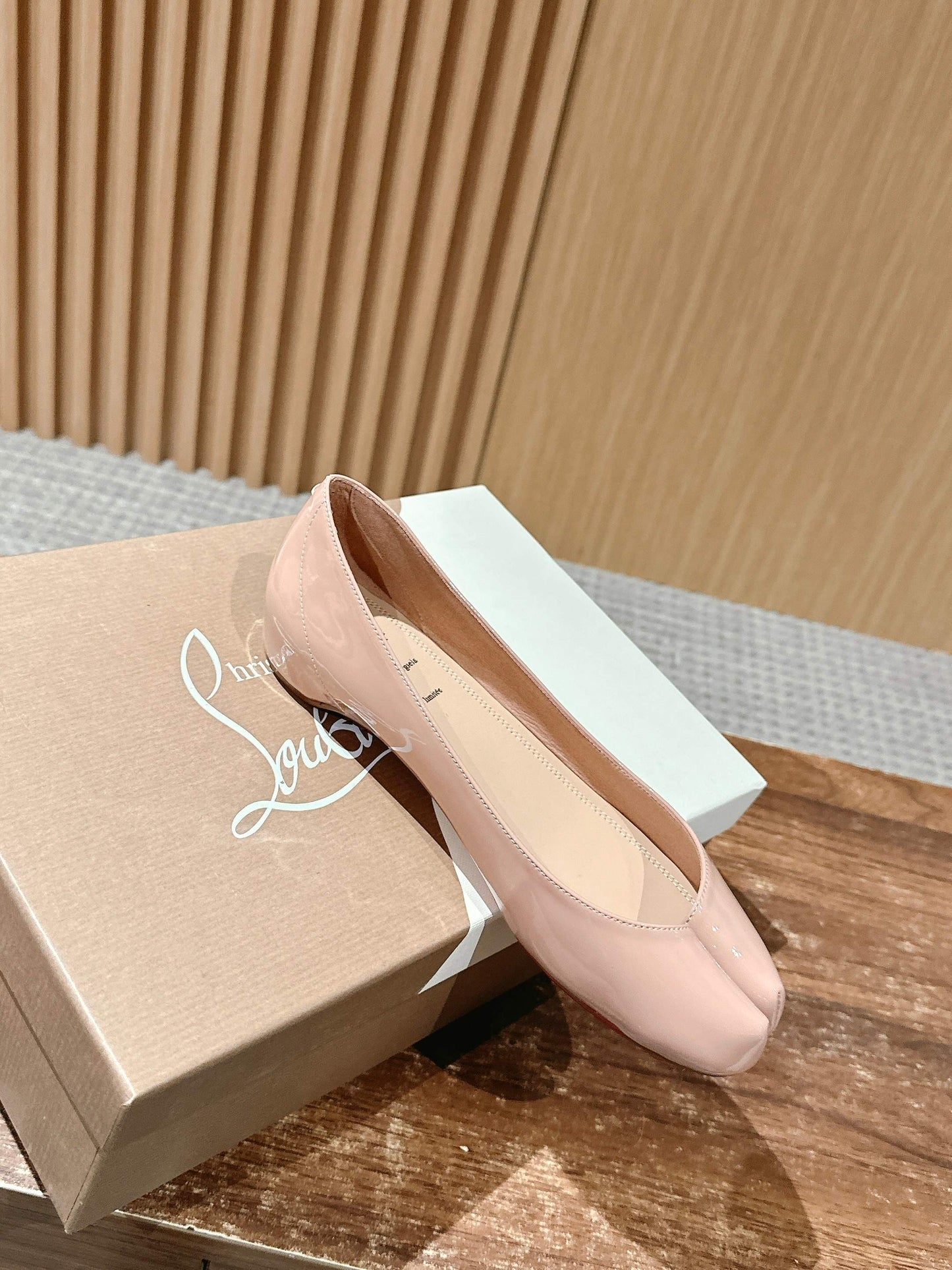 Christian Louboutin × Maison Margiela Split-Toe Flats, Beige