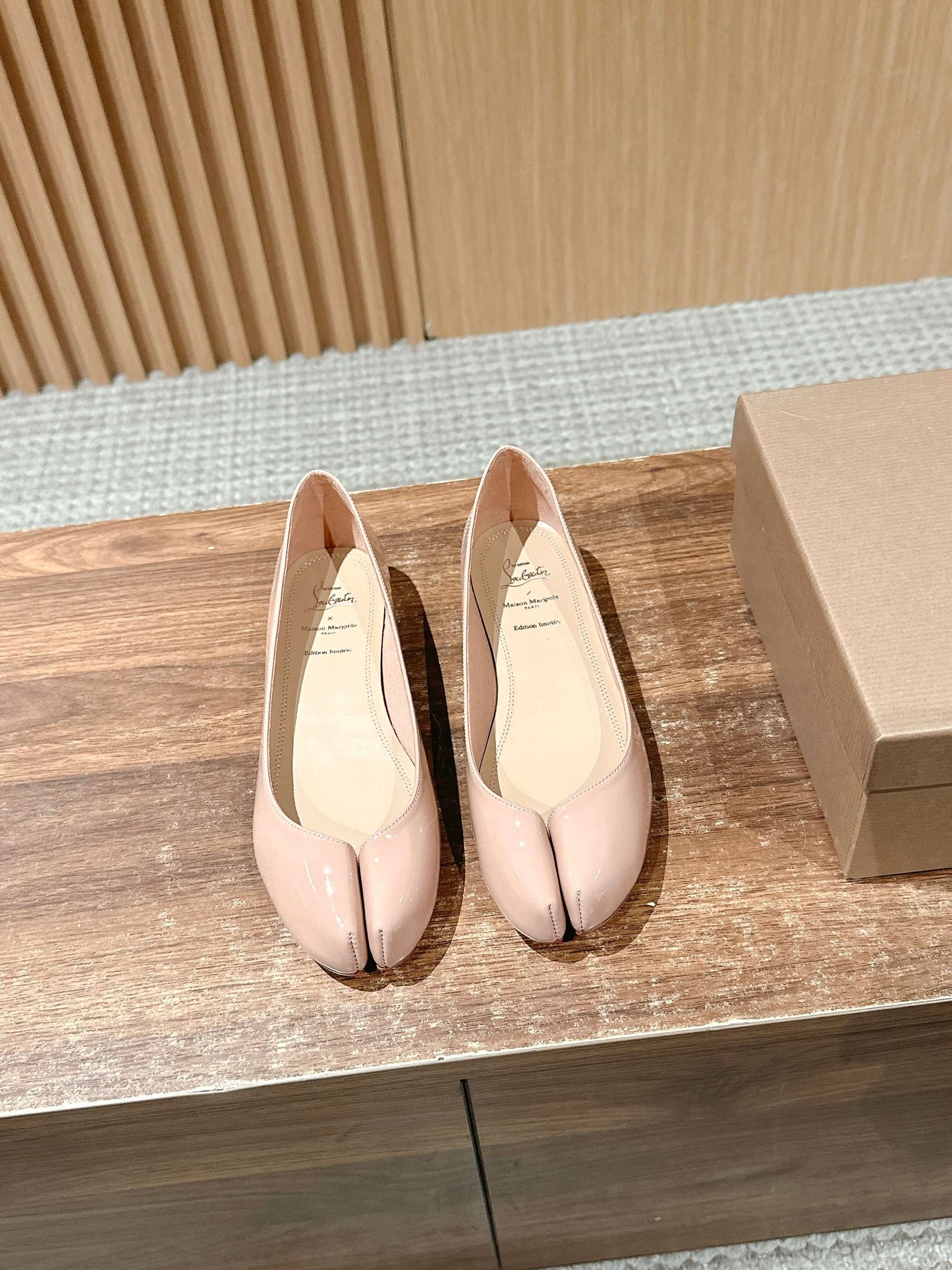Christian Louboutin × Maison Margiela Split-Toe Flats, Beige