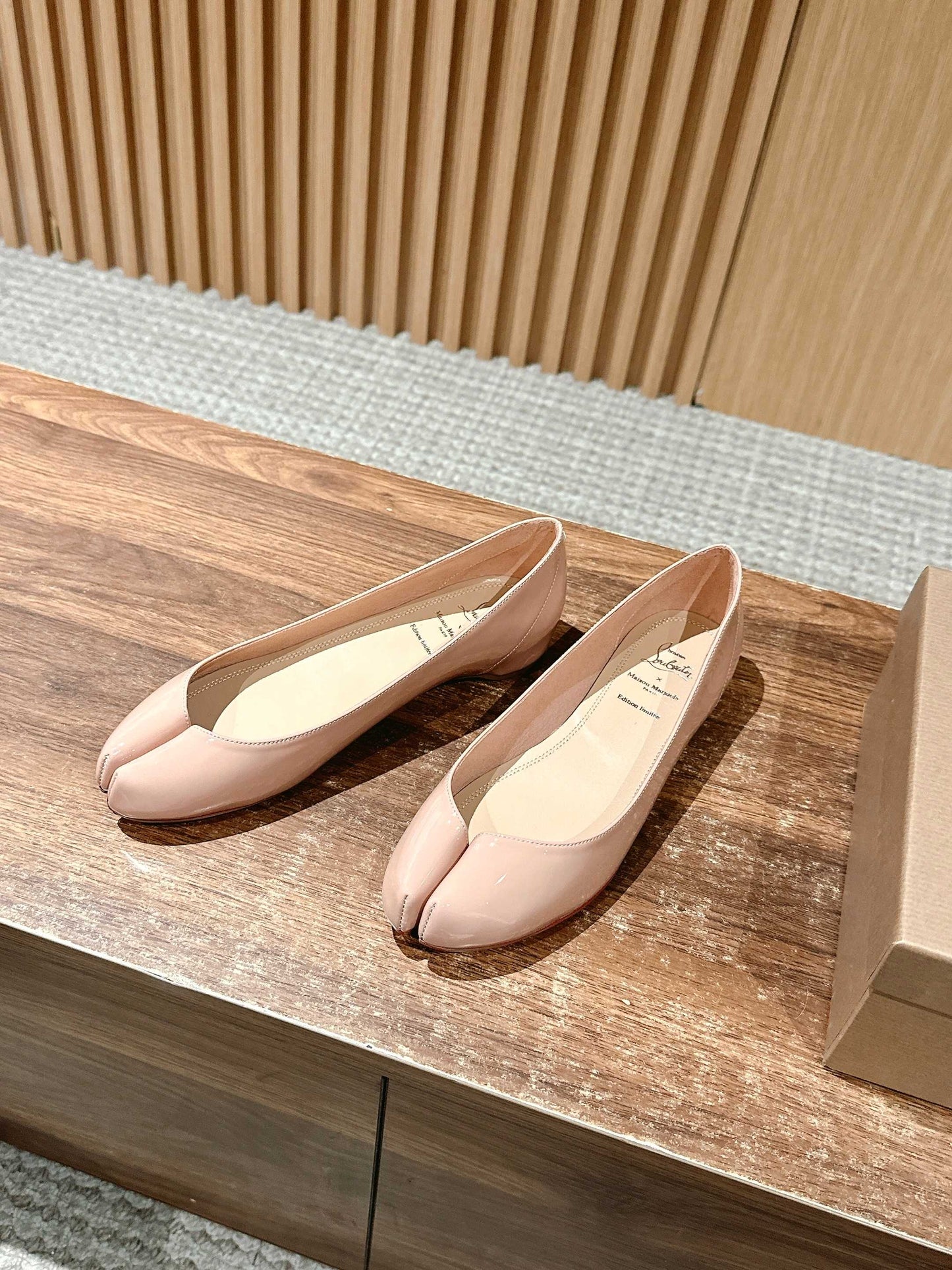 Christian Louboutin × Maison Margiela Split-Toe Flats, Beige