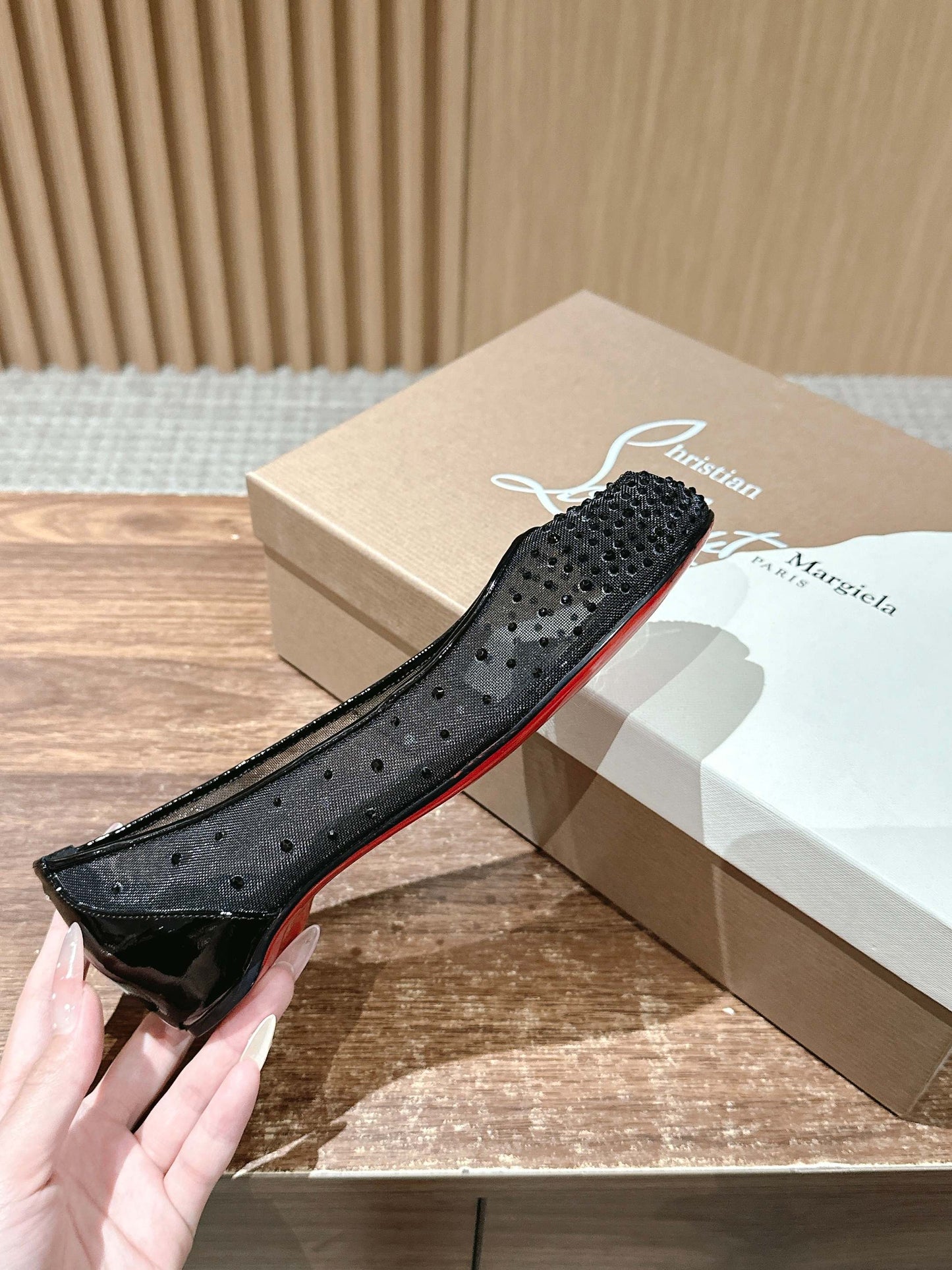 Christian Louboutin × Maison Margiela Split-Toe Flats, Black Bling
