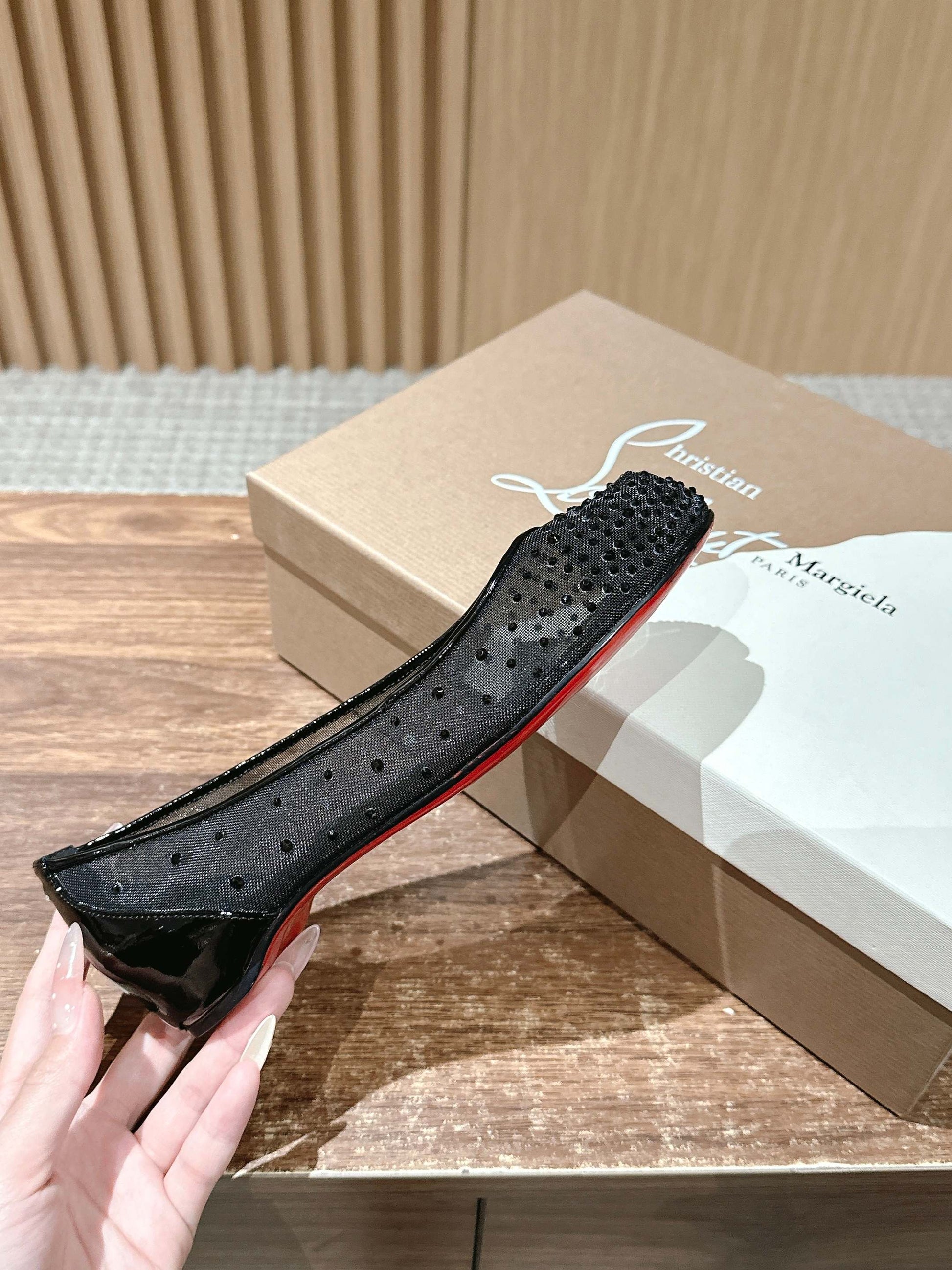 Christian Louboutin × Maison Margiela Split-Toe Flats, Black Bling
