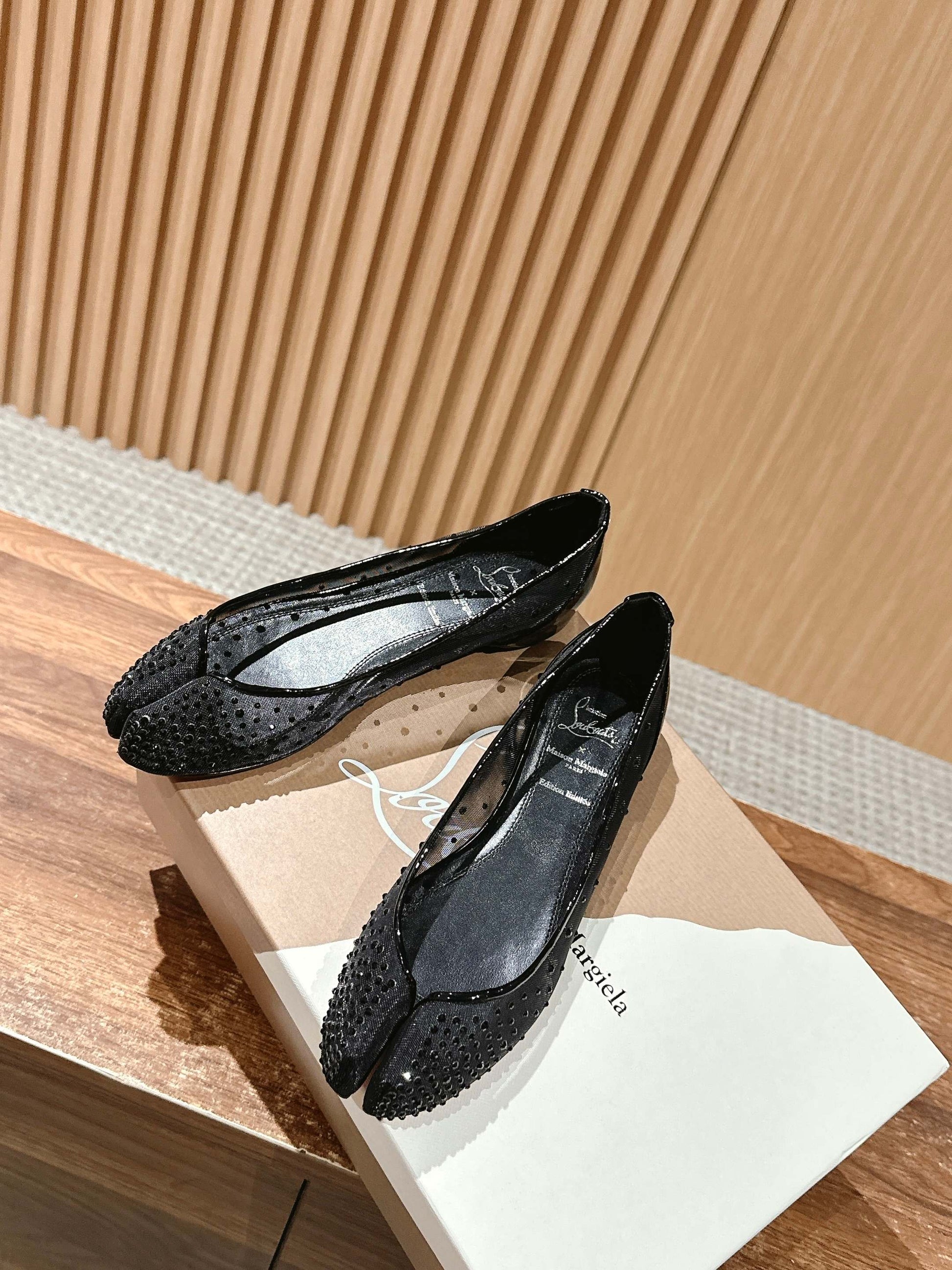 Christian Louboutin × Maison Margiela Split-Toe Flats, Black Bling