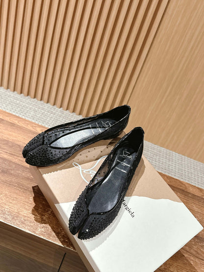 Christian Louboutin × Maison Margiela Split-Toe Flats, Black Bling