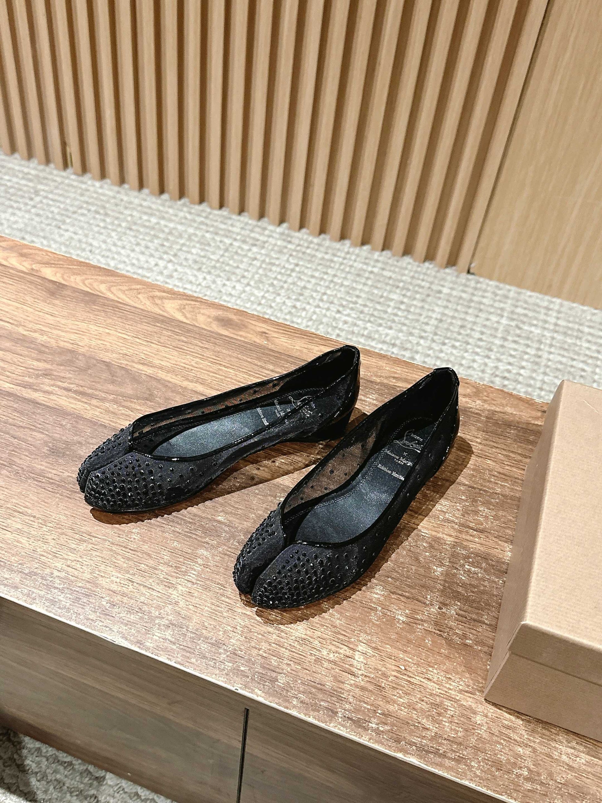 Christian Louboutin × Maison Margiela Split-Toe Flats, Black Bling