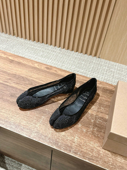 Christian Louboutin × Maison Margiela Split-Toe Flats, Black Bling