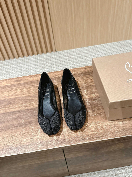 Christian Louboutin × Maison Margiela Split-Toe Flats, Black Bling