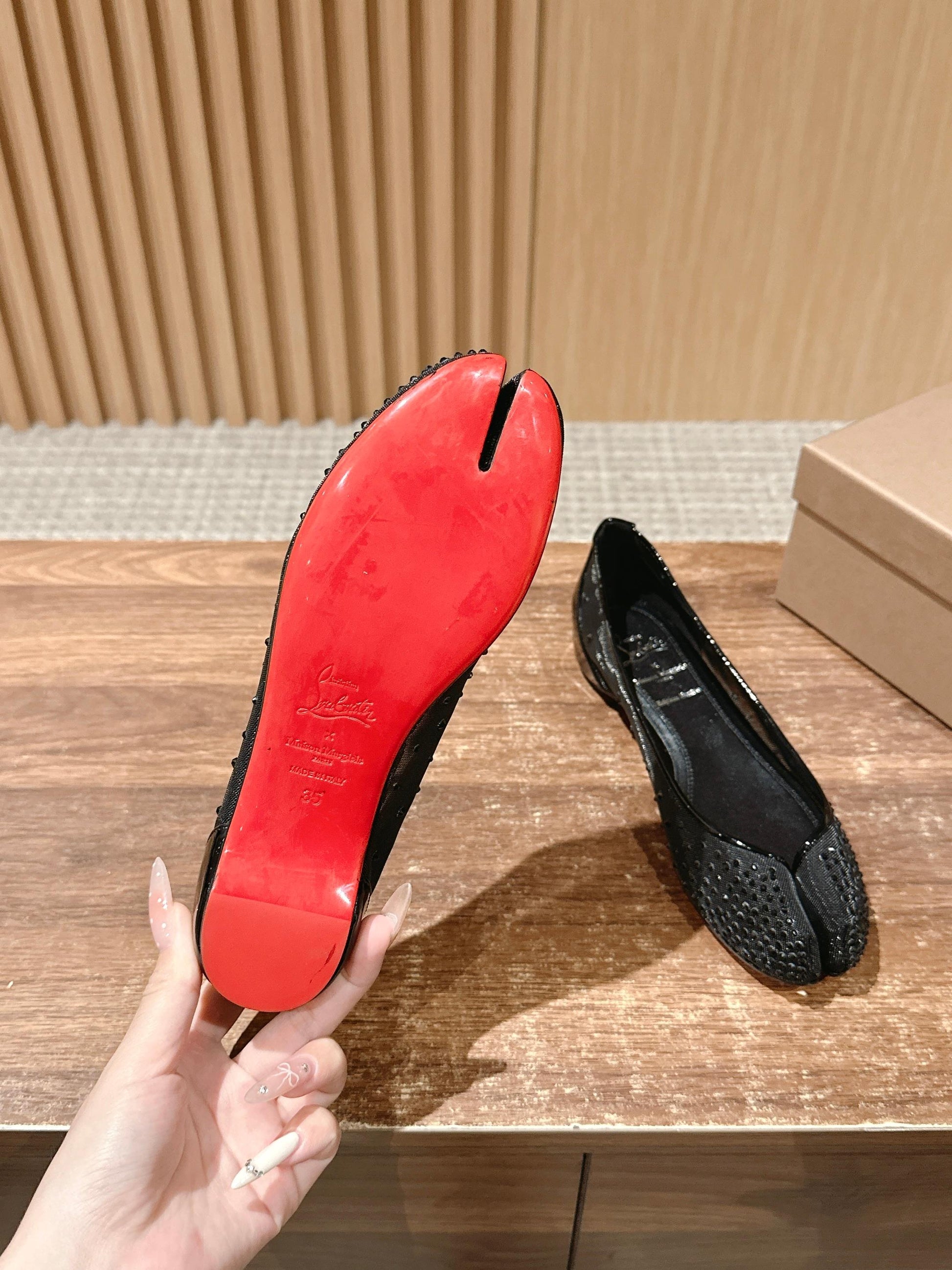 Christian Louboutin × Maison Margiela Split-Toe Flats, Black Bling