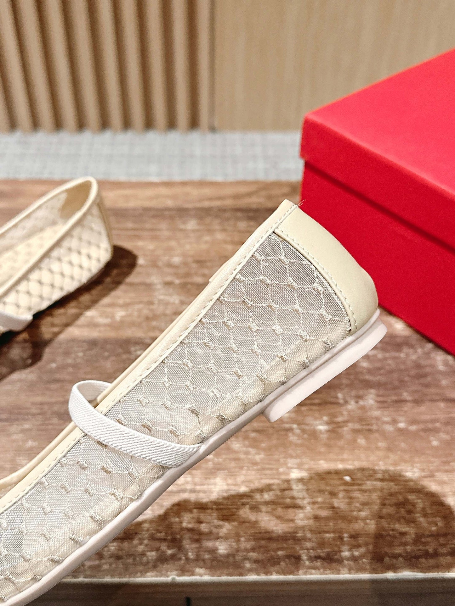 Ferragamo FAM Ballet Lace Flats, Beige