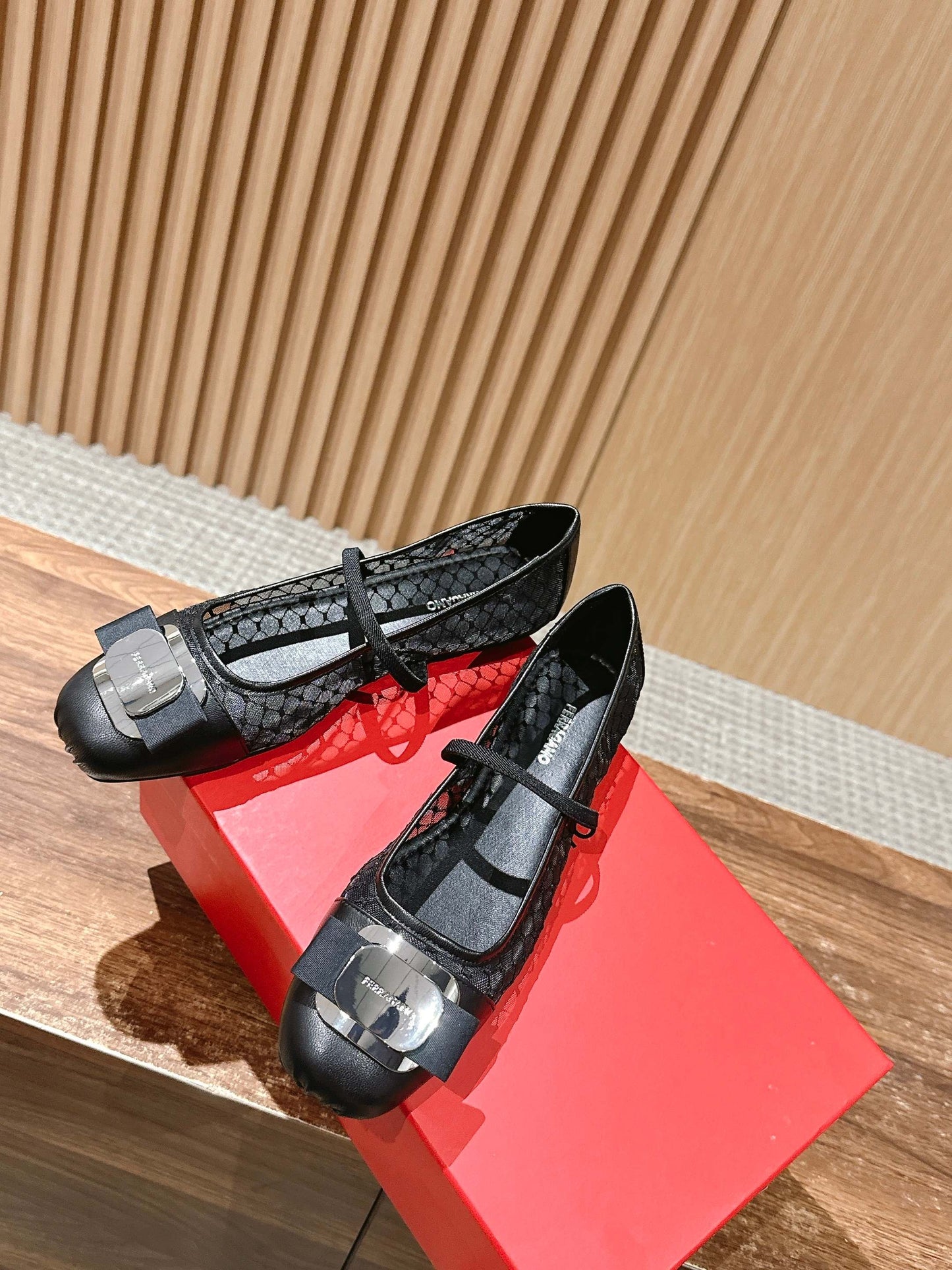 Ferragamo FAM Ballet Lace Flats, Black