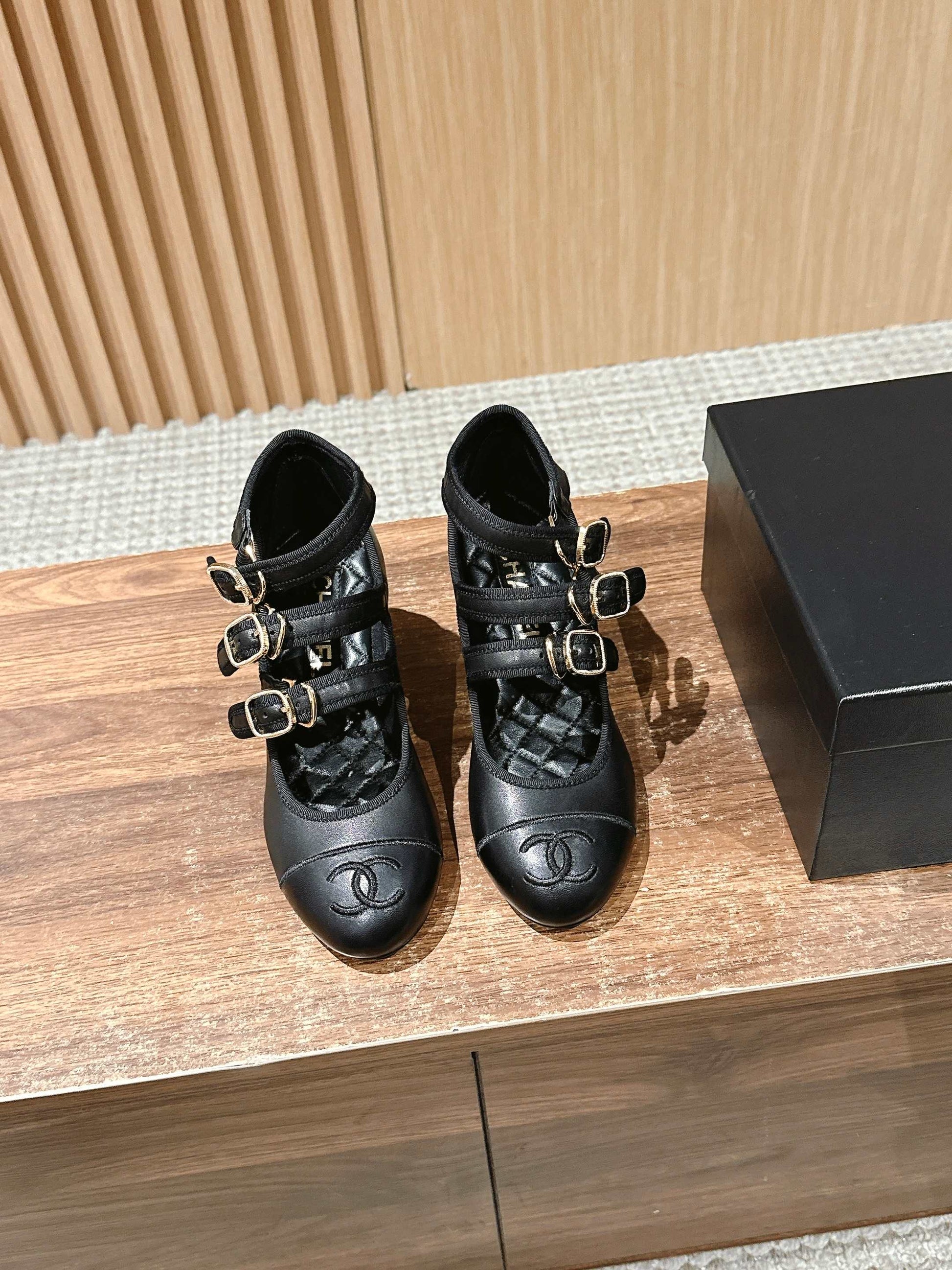 Chanel Triple-strap Block-heel Mary Janes