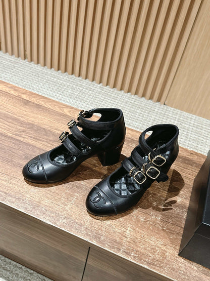 Chanel Triple-strap Block-heel Mary Janes