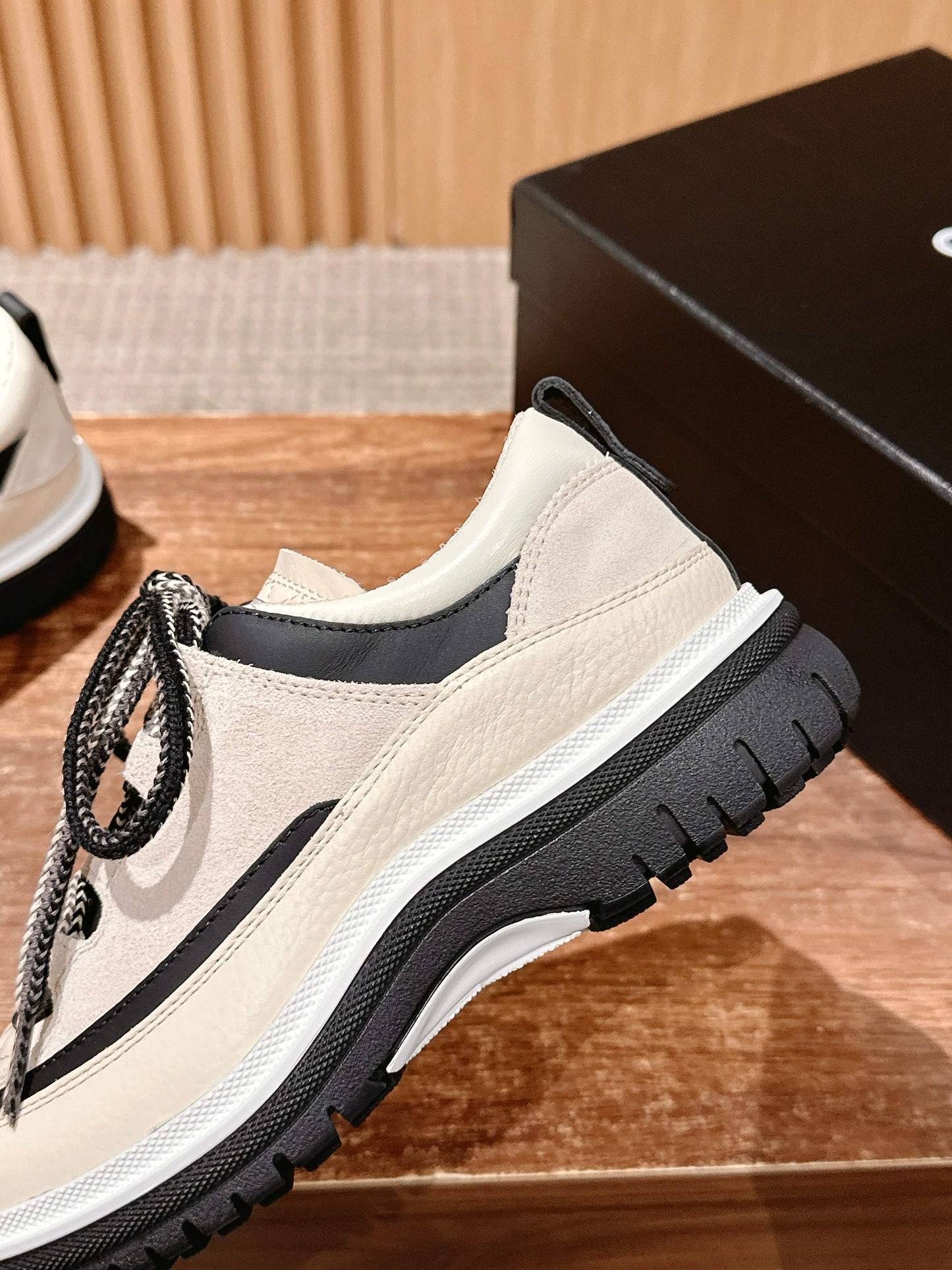 Chanel Double C Square-Round Toe Lace-Up Casual Shoes, White