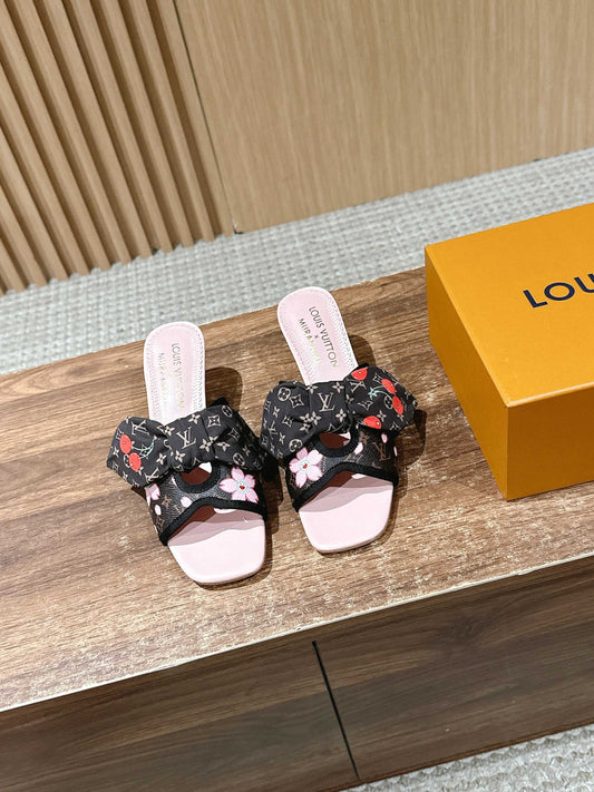 LV Lily Cherry-heel Bow Mules from the Louis Vuitton × Takashi Murakami Re-edition Collection 09