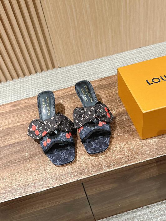 LV Lily Cherry-heel Bow Mules from the Louis Vuitton × Takashi Murakami Re-edition Collection 03