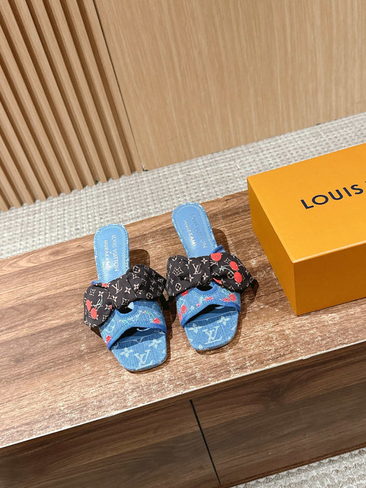 LV Lily Cherry-heel Bow Mules from the Louis Vuitton × Takashi Murakami Re-edition Collection 02