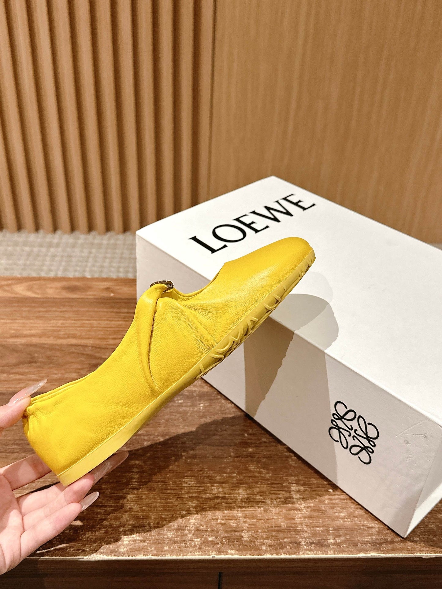 Loewe’s new “granny” pumps / grandma pumps, Yellow
