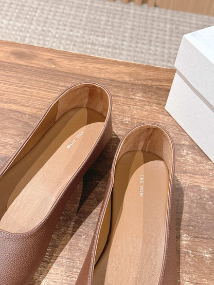 The Row Ballet Flats Low Cut Flats, Brown