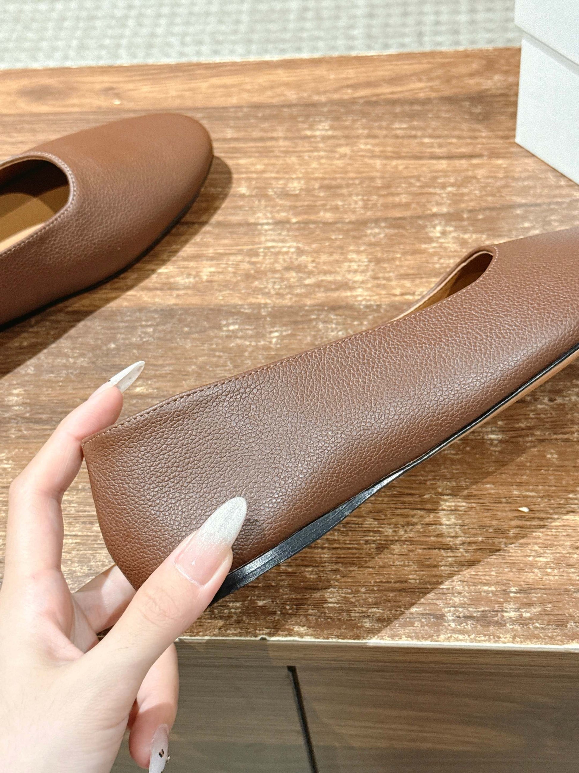 The Row Ballet Flats Low Cut Flats, Brown