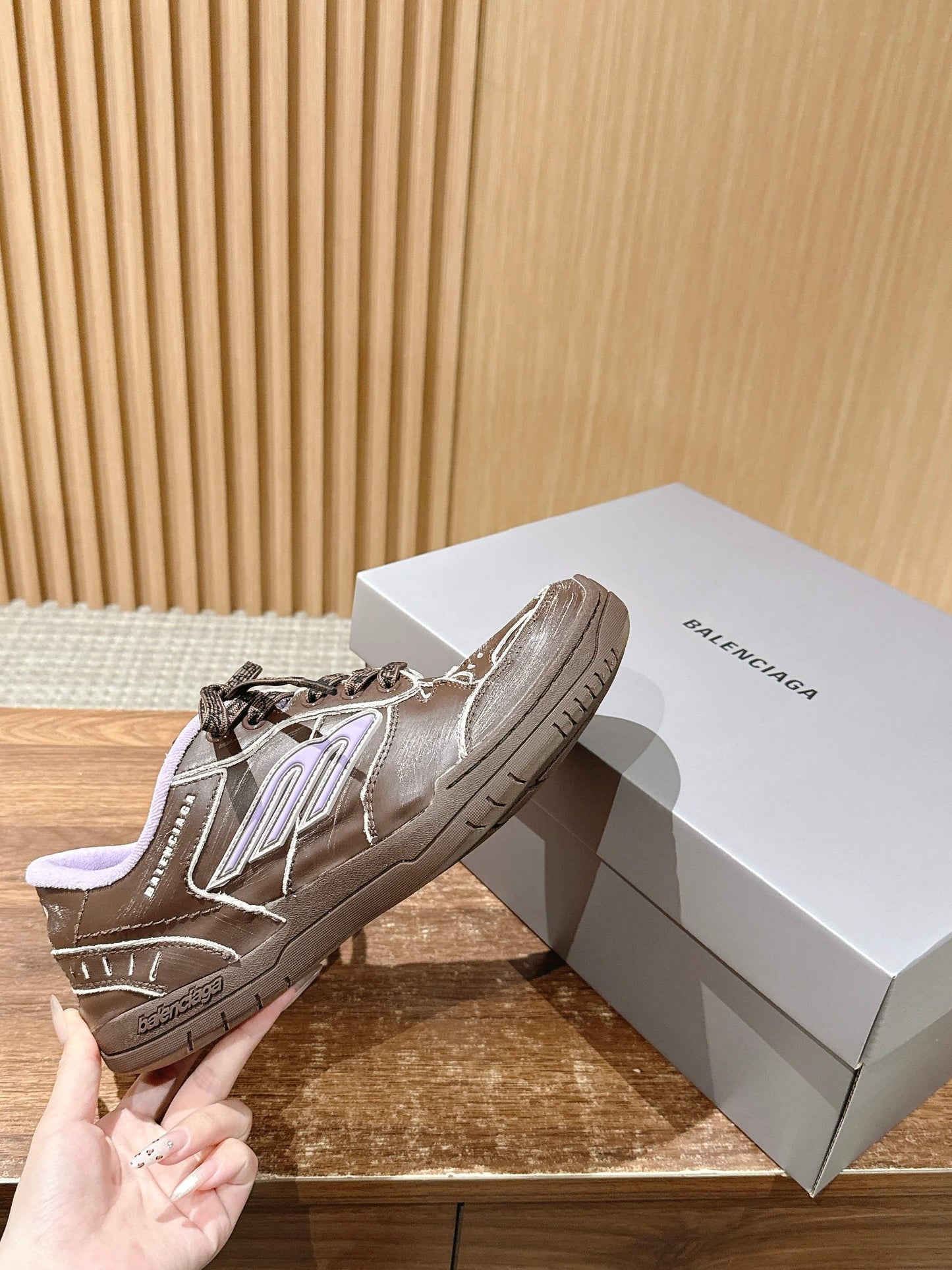 Balenciaga New Hampton Unisex Casual Sneakers, Brown