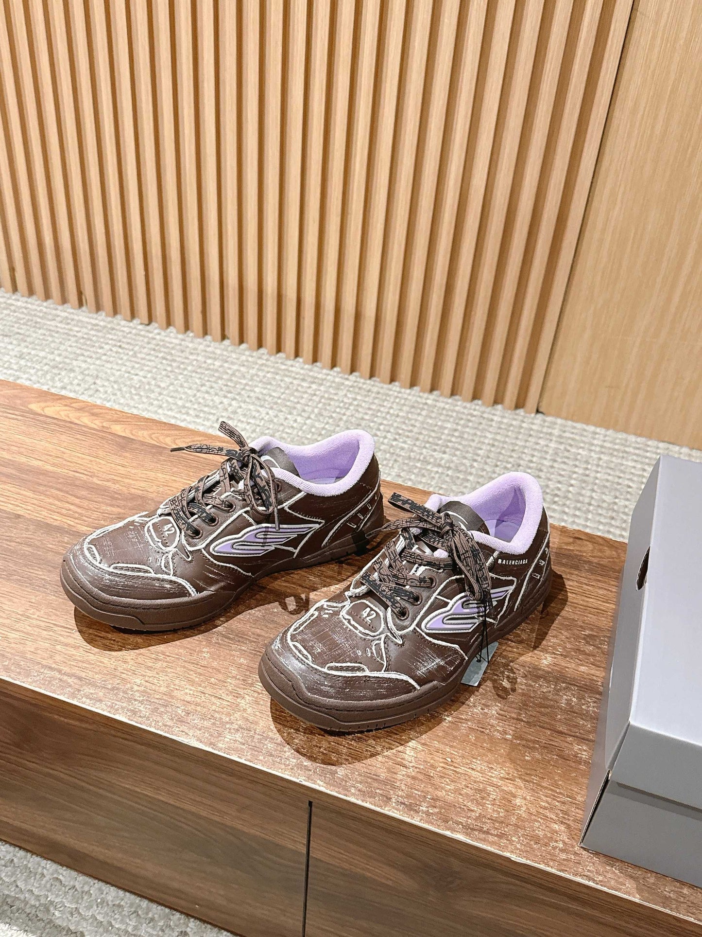 Balenciaga New Hampton Unisex Casual Sneakers, Brown