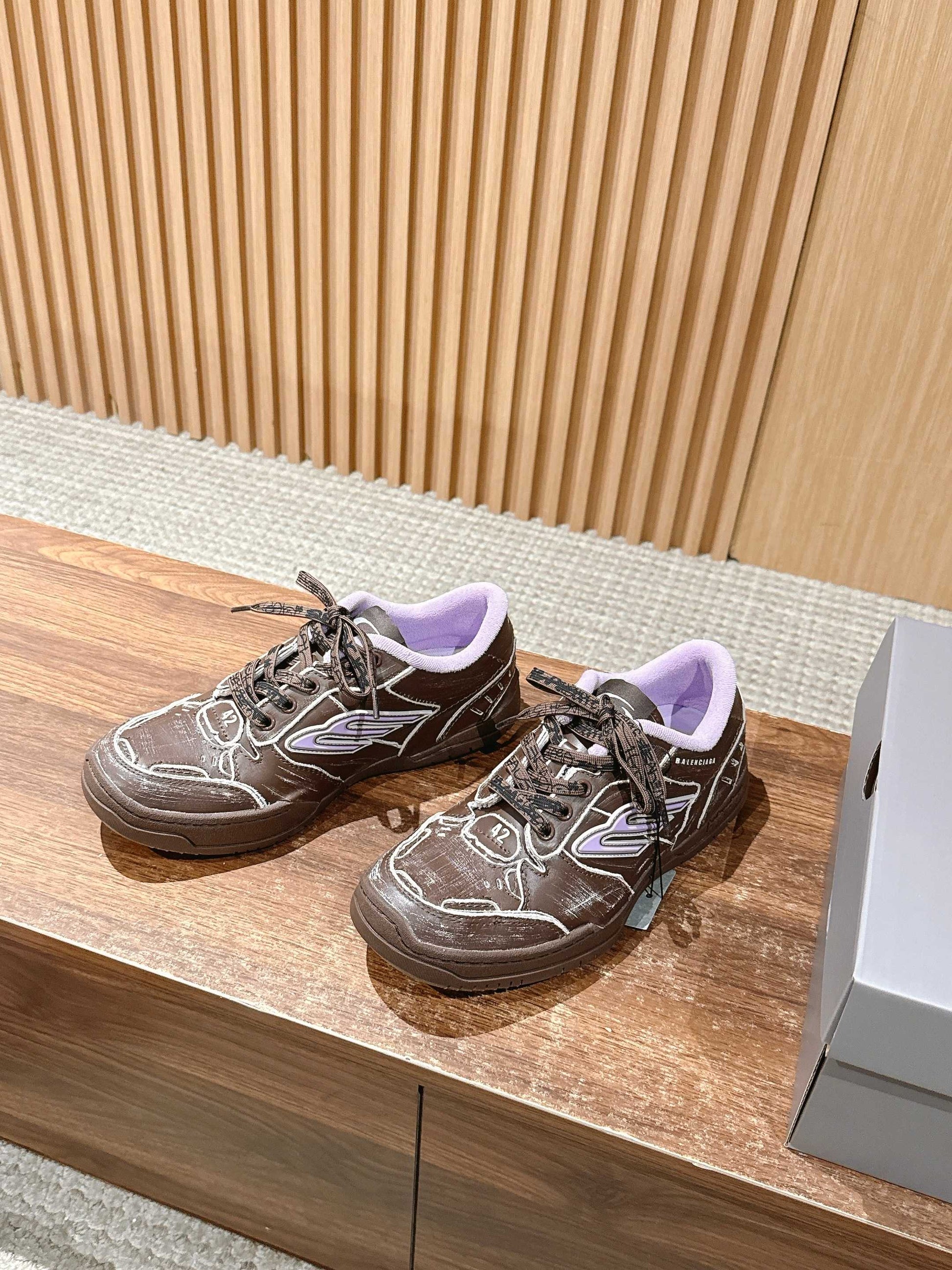 Balenciaga New Hampton Unisex Casual Sneakers, Brown