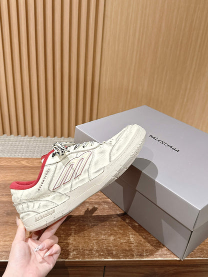 Balenciaga New Hampton Unisex Casual Sneakers, White & Red