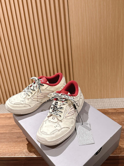 Balenciaga New Hampton Unisex Casual Sneakers, White & Red
